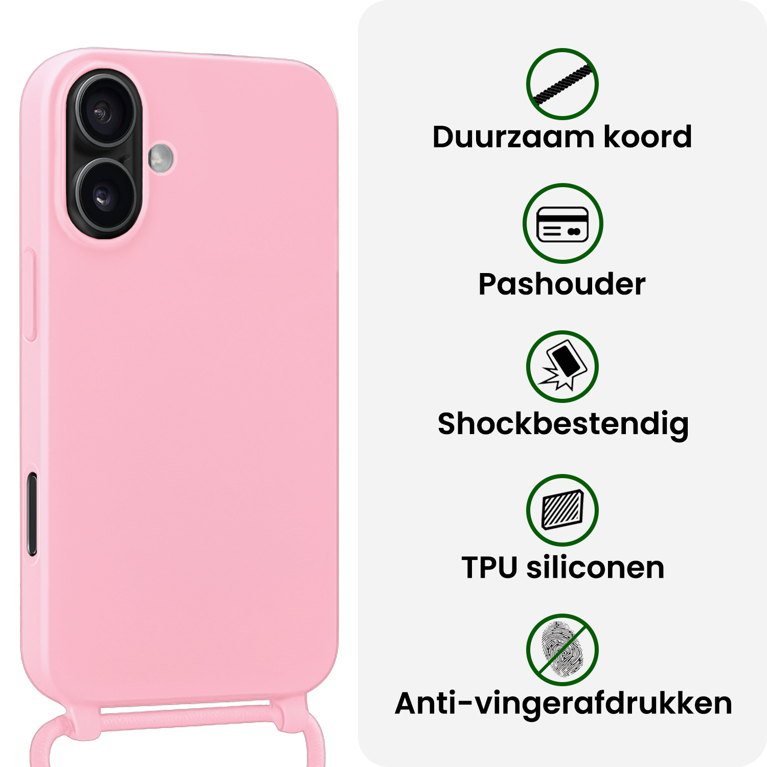BASEY. BASEY. iPhone 17 Hoesje met Koord - Lichtroze