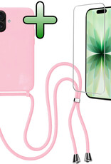 BASEY. BASEY. iPhone 17 Hoesje met Koord Met Screenprotector - Lichtroze