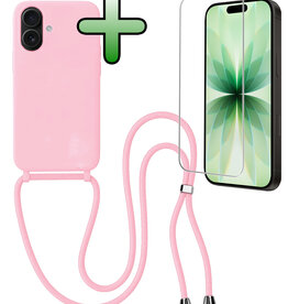BASEY. BASEY. iPhone 17 Hoesje met Koord Met Screenprotector - Lichtroze