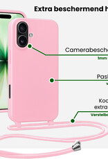 BASEY. BASEY. iPhone 17 Hoesje met Koord Met 2x Screenprotector - Lichtroze