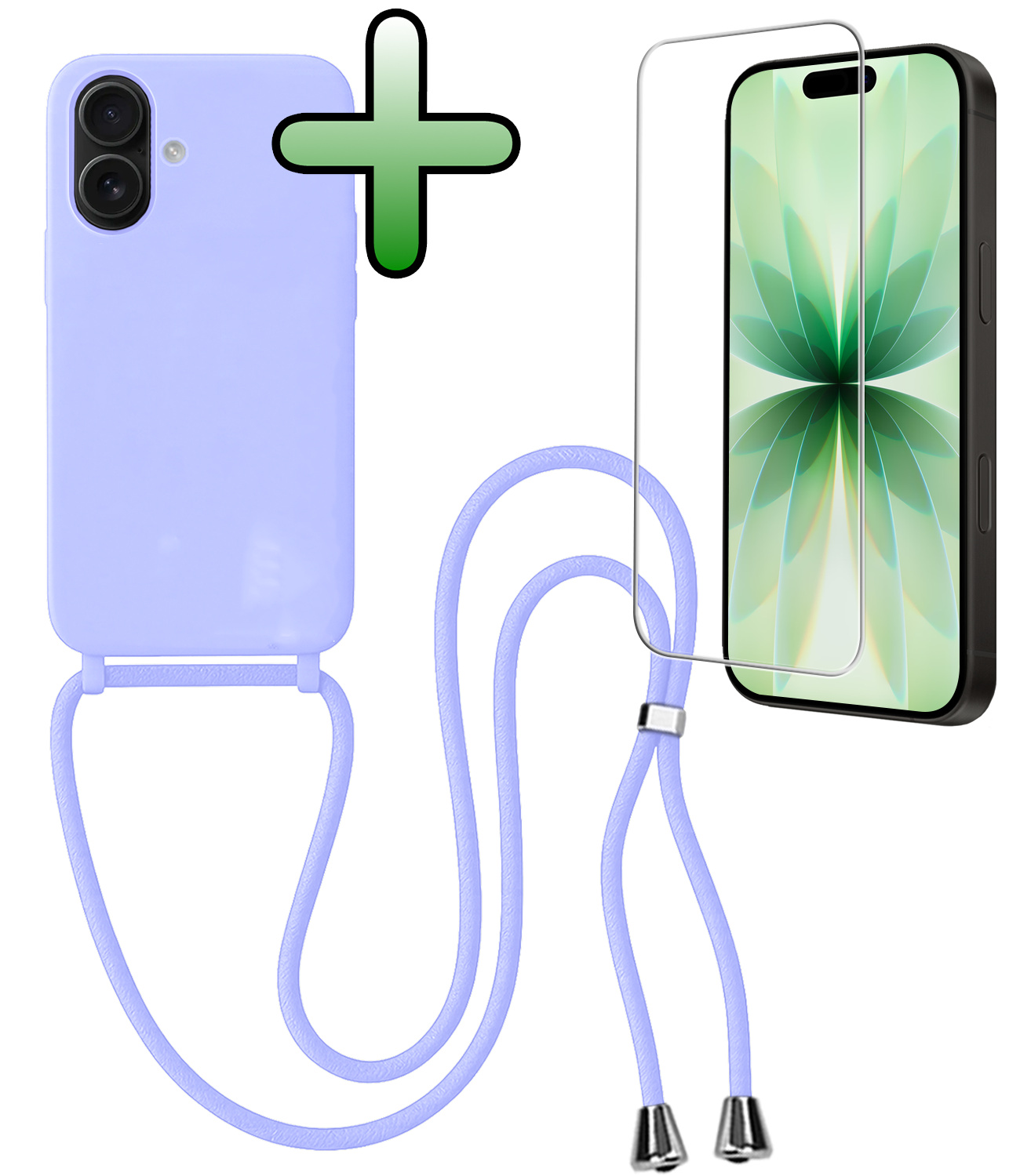 BASEY. BASEY. iPhone 17 Hoesje met Koord Met Screenprotector - Lila