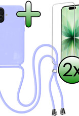 BASEY. BASEY. iPhone 17 Hoesje met Koord Met 2x Screenprotector - Lila