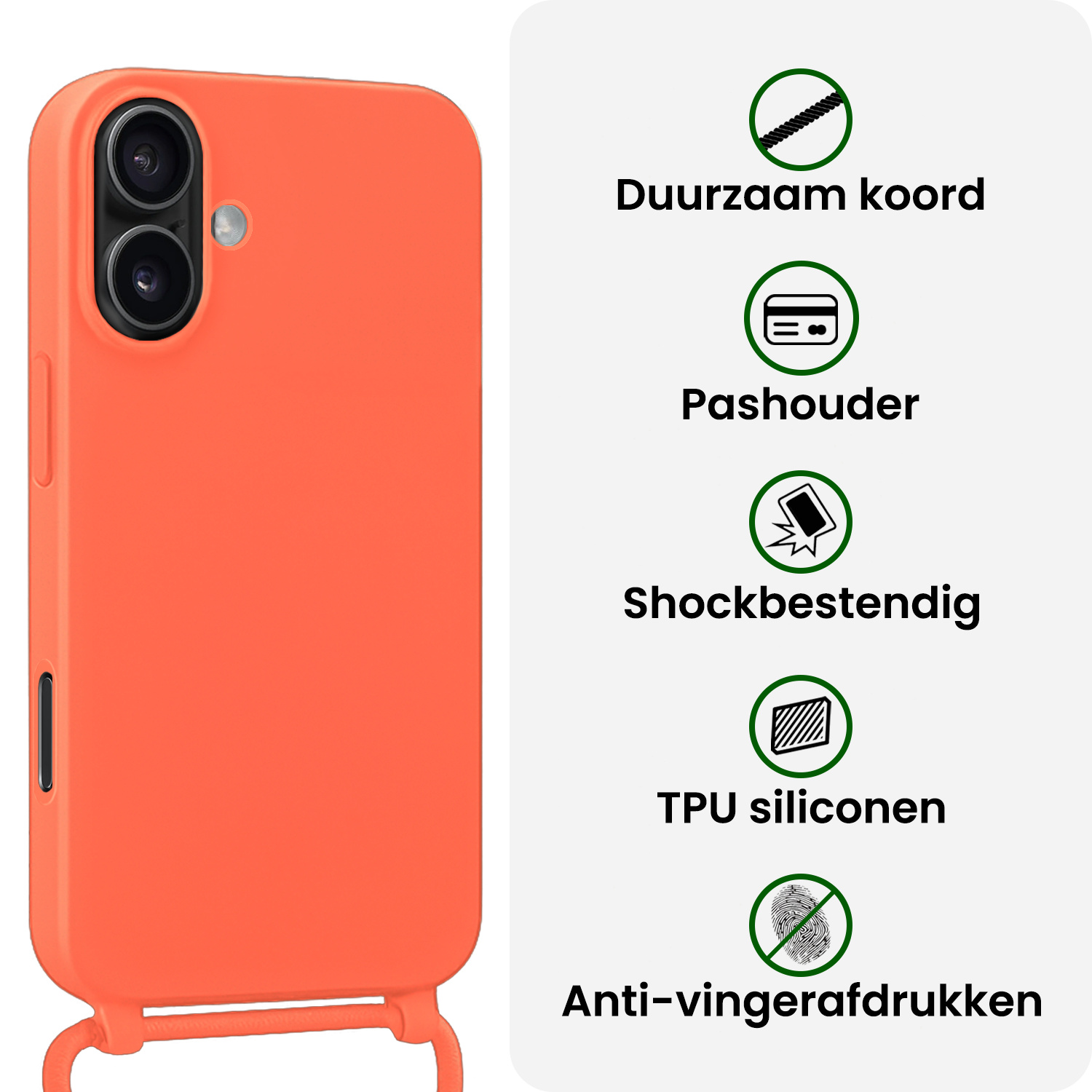 BASEY. BASEY. iPhone 17 Hoesje met Koord - Papaya