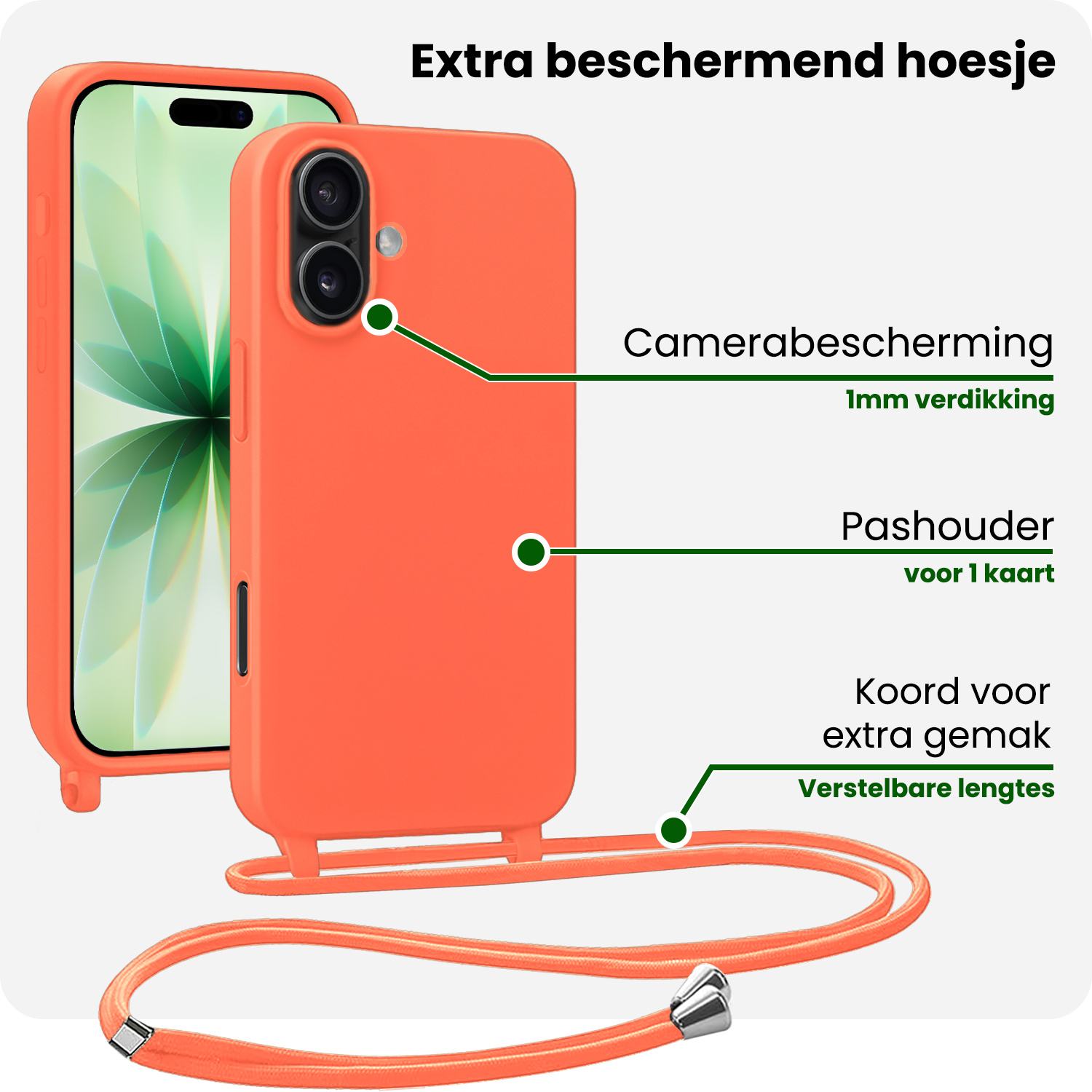 BASEY. BASEY. iPhone 17 Hoesje met Koord - Papaya - 2 PACK