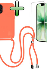 BASEY. BASEY. iPhone 17 Hoesje met Koord Met Screenprotector - Papaya