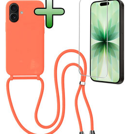 BASEY. BASEY. iPhone 17 Hoesje met Koord Met Screenprotector - Papaya