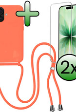 BASEY. BASEY. iPhone 17 Hoesje met Koord Met 2x Screenprotector - Papaya