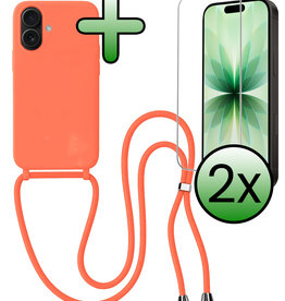 BASEY. BASEY. iPhone 17 Hoesje met Koord Met 2x Screenprotector - Papaya