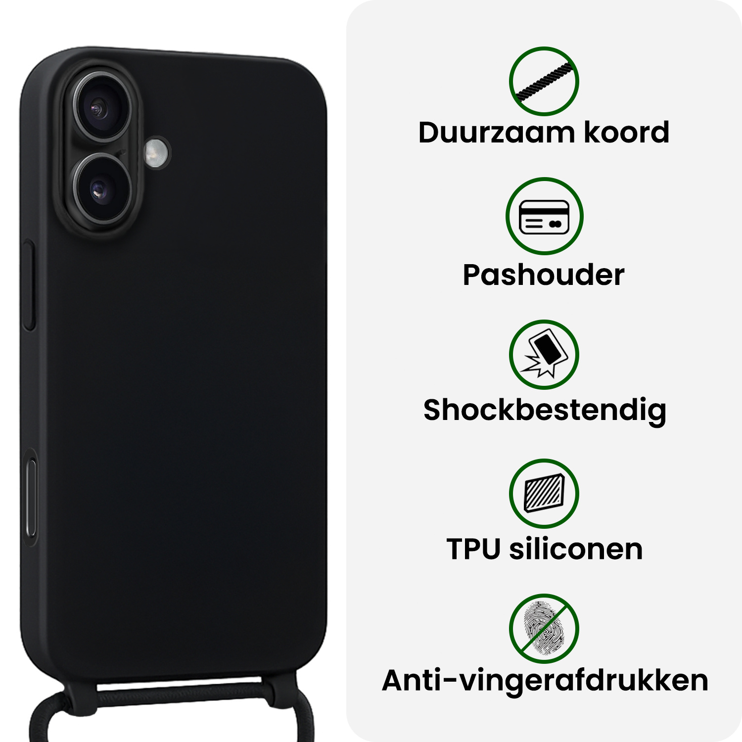 BASEY. BASEY. iPhone 17 Hoesje met Koord - Zwart - 2 PACK