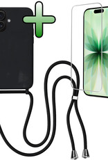 BASEY. BASEY. iPhone 17 Hoesje met Koord Met Screenprotector - Zwart