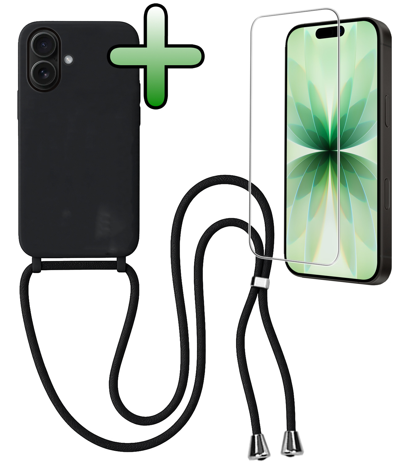 BASEY. BASEY. iPhone 17 Hoesje met Koord Met Screenprotector - Zwart