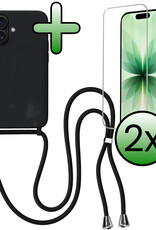 BASEY. BASEY. iPhone 17 Hoesje met Koord Met 2x Screenprotector - Zwart