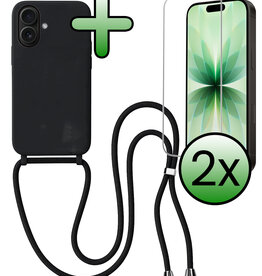 BASEY. BASEY. iPhone 17 Hoesje met Koord Met 2x Screenprotector - Zwart