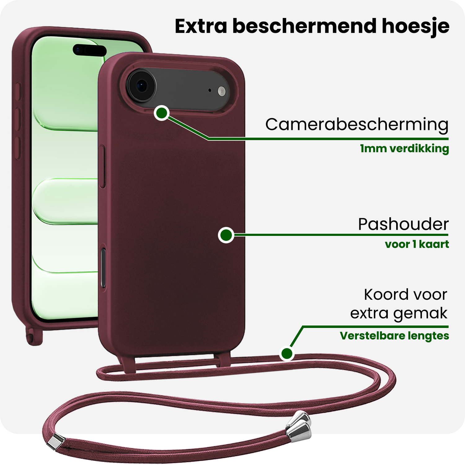 BASEY. BASEY. iPhone Air Hoesje met Koord - Aubergine - 2 PACK