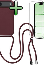 BASEY. BASEY. iPhone Air Hoesje met Koord Met Screenprotector - Aubergine