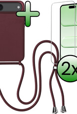 BASEY. BASEY. iPhone Air Hoesje met Koord Met 2x Screenprotector - Aubergine