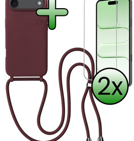BASEY. BASEY. iPhone Air Hoesje met Koord Met 2x Screenprotector - Aubergine