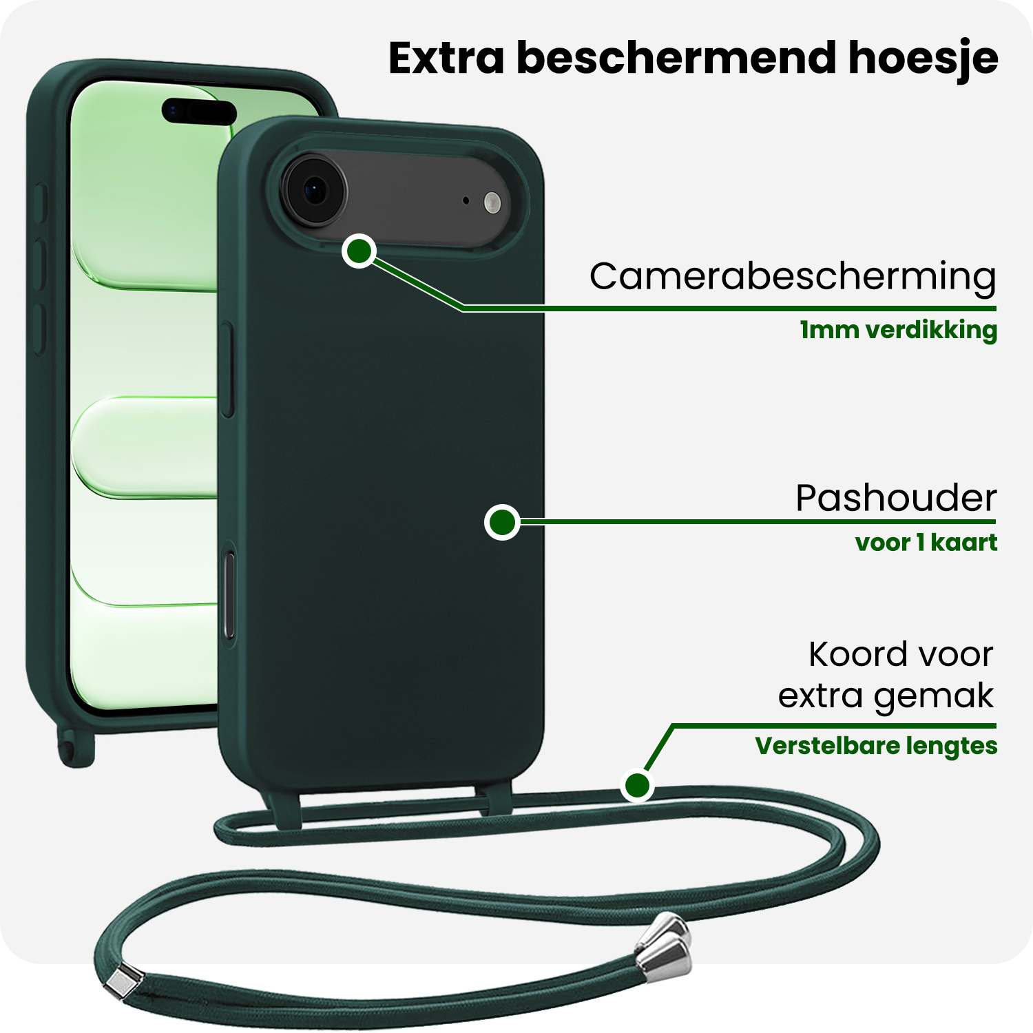 BASEY. BASEY. iPhone Air Hoesje met Koord - Donkergroen