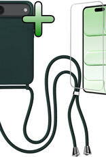 BASEY. BASEY. iPhone Air Hoesje met Koord Met Screenprotector - Donkergroen