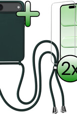 BASEY. BASEY. iPhone Air Hoesje met Koord Met 2x Screenprotector - Donkergroen