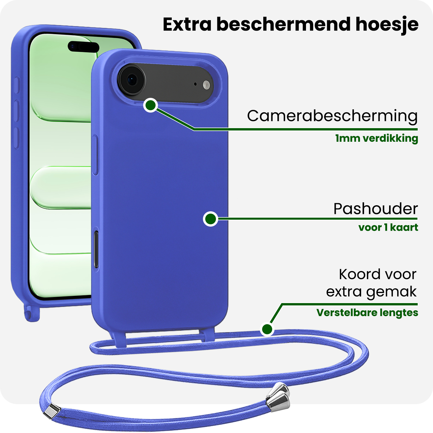 BASEY. BASEY. iPhone Air Hoesje met Koord - Fel Blauw - 2 PACK