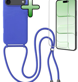 BASEY. BASEY. iPhone Air Hoesje met Koord Met Screenprotector - Fel Blauw