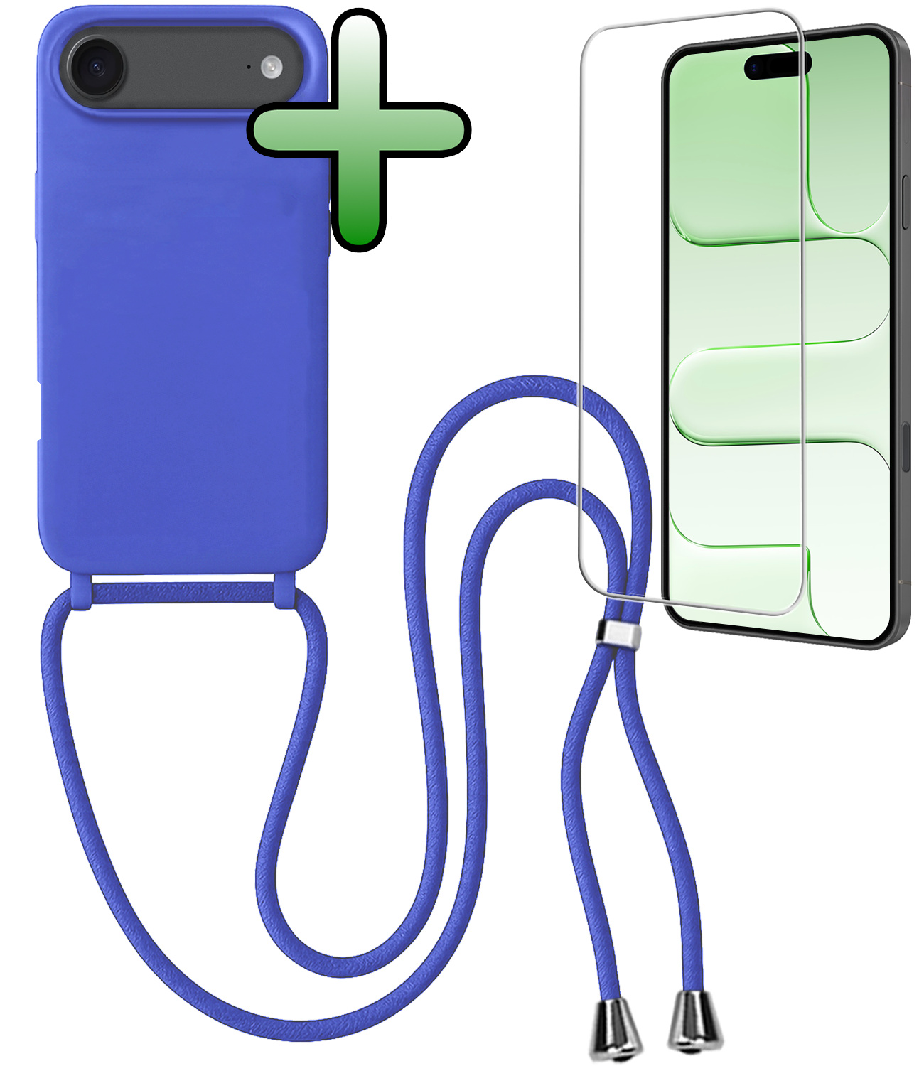 BASEY. BASEY. iPhone Air Hoesje met Koord Met Screenprotector - Fel Blauw