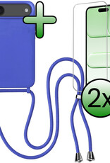 BASEY. BASEY. iPhone Air Hoesje met Koord Met 2x Screenprotector - Fel Blauw
