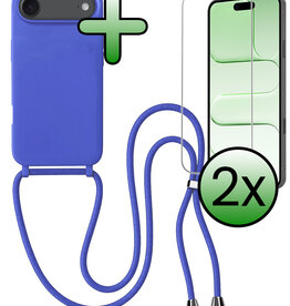 BASEY. BASEY. iPhone Air Hoesje met Koord Met 2x Screenprotector - Fel Blauw