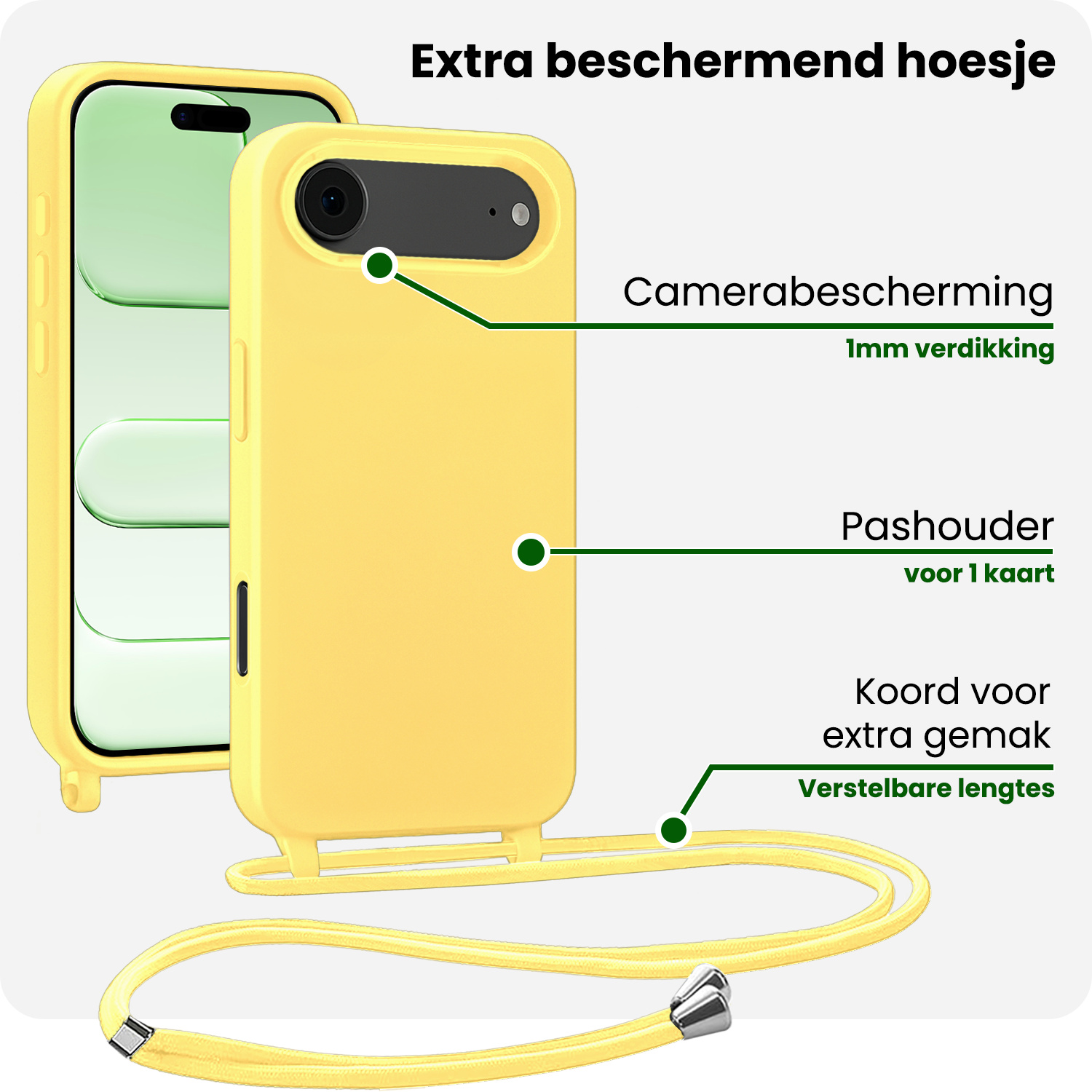 BASEY. BASEY. iPhone Air Hoesje met Koord - Geel - 2 PACK