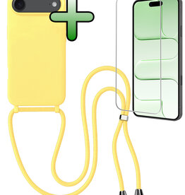 BASEY. BASEY. iPhone Air Hoesje met Koord Met Screenprotector - Geel