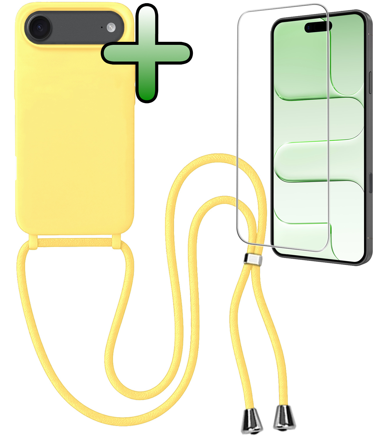 BASEY. BASEY. iPhone Air Hoesje met Koord Met Screenprotector - Geel
