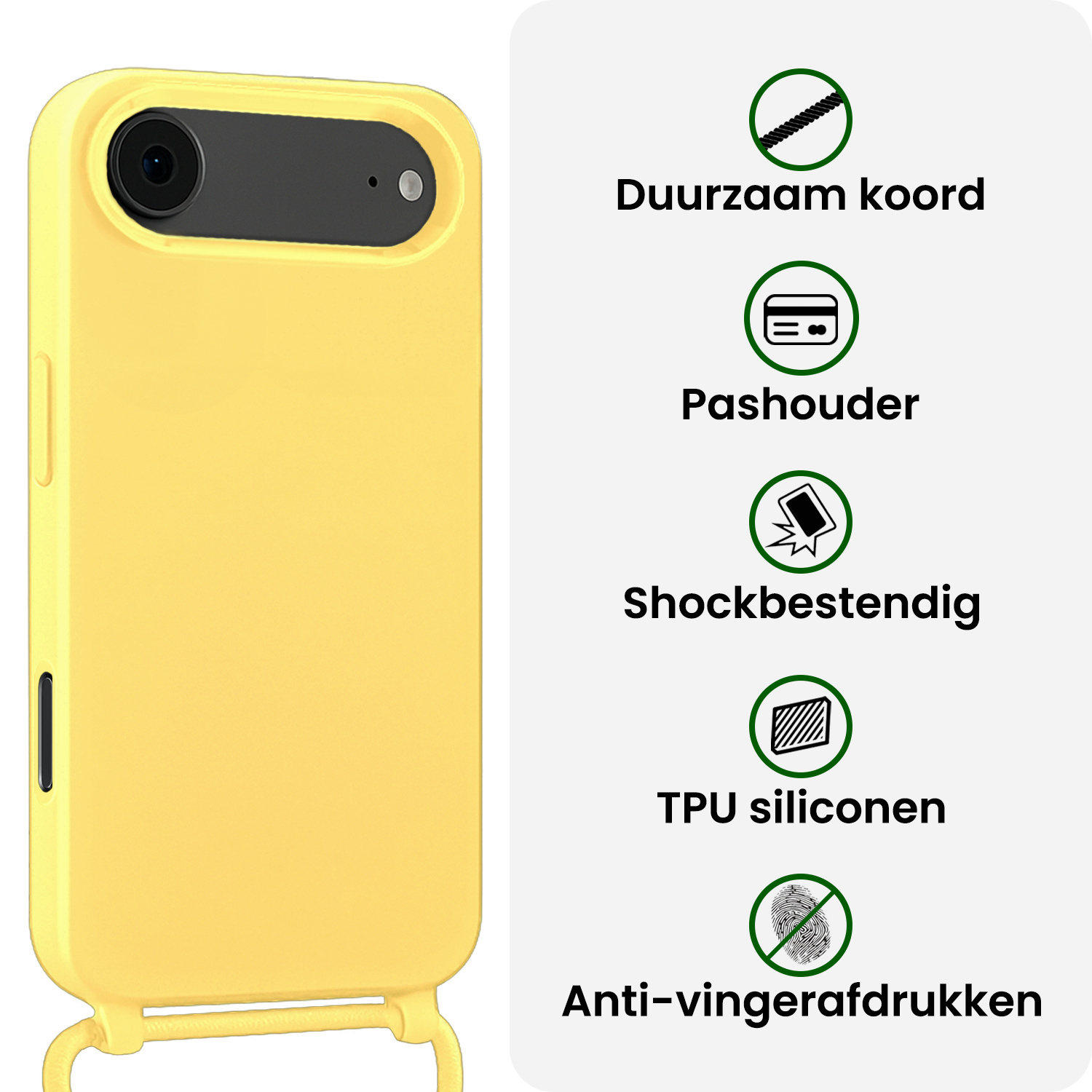 BASEY. BASEY. iPhone Air Hoesje met Koord Met Screenprotector - Geel