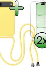 BASEY. BASEY. iPhone Air Hoesje met Koord Met 2x Screenprotector - Geel