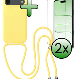 BASEY. BASEY. iPhone Air Hoesje met Koord Met 2x Screenprotector - Geel