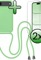 BASEY. BASEY. iPhone Air Hoesje met Koord Met 2x Screenprotector - Groen