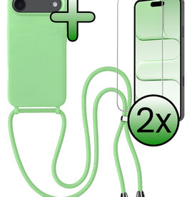 BASEY. BASEY. iPhone Air Hoesje met Koord Met 2x Screenprotector - Groen