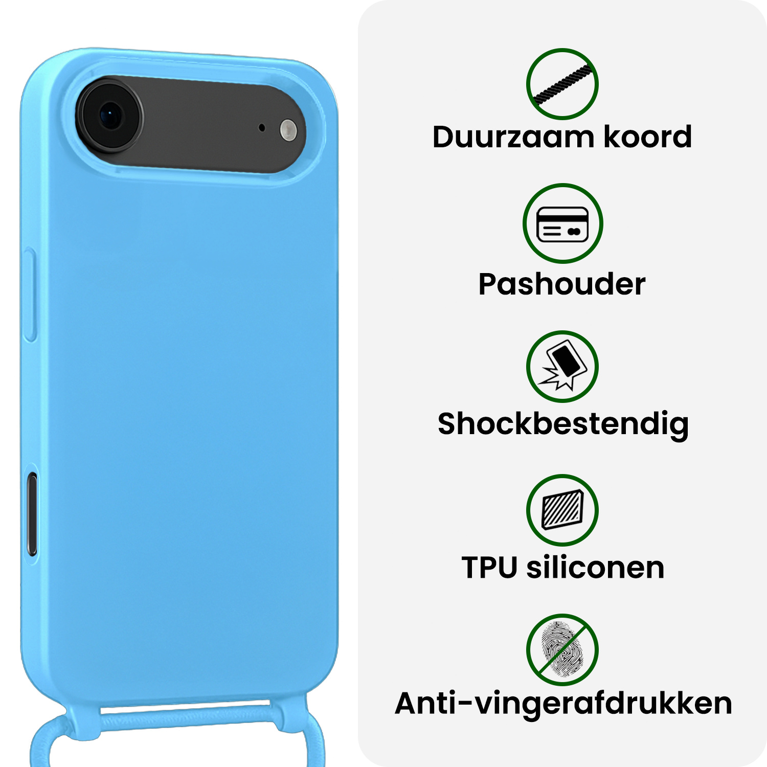 BASEY. BASEY. iPhone Air Hoesje met Koord - Lichtblauw - 2 PACK