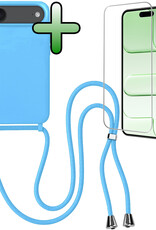 BASEY. BASEY. iPhone Air Hoesje met Koord Met Screenprotector - Lichtblauw