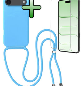 BASEY. BASEY. iPhone Air Hoesje met Koord Met Screenprotector - Lichtblauw