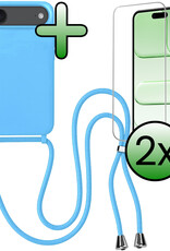 BASEY. BASEY. iPhone Air Hoesje met Koord Met 2x Screenprotector - Lichtblauw
