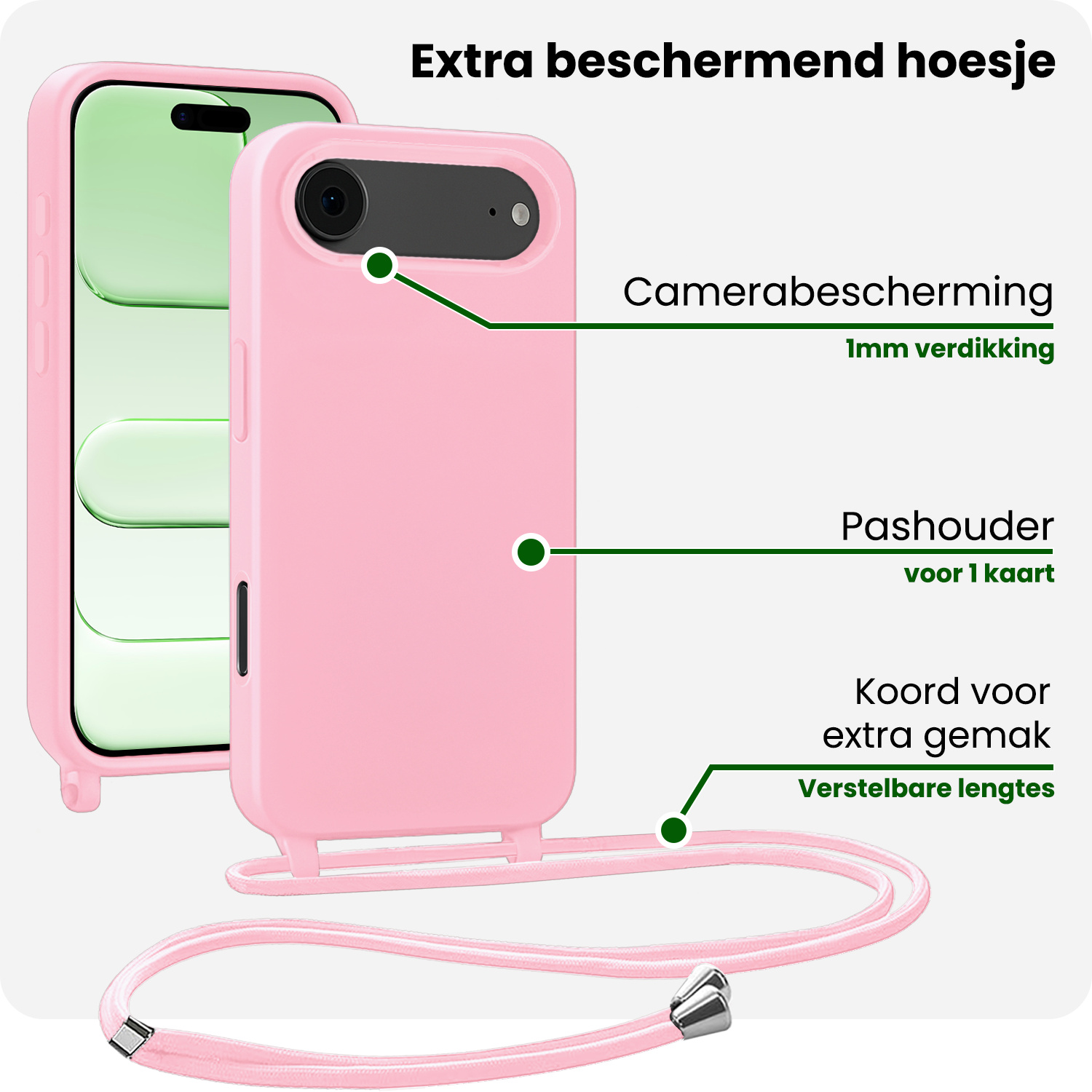 BASEY. BASEY. iPhone Air Hoesje met Koord - Lichtroze