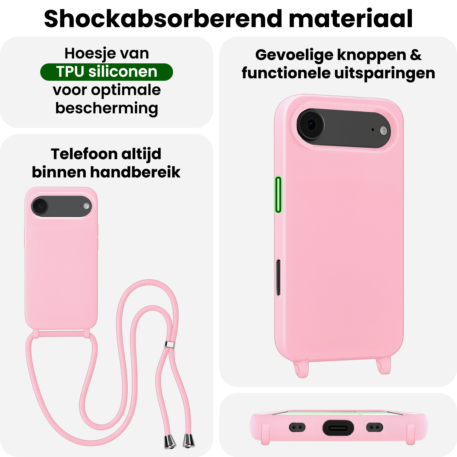 BASEY. BASEY. iPhone Air Hoesje met Koord - Lichtroze