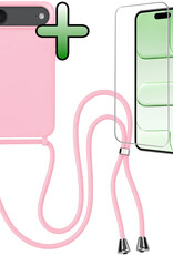 BASEY. BASEY. iPhone Air Hoesje met Koord Met Screenprotector - Lichtroze