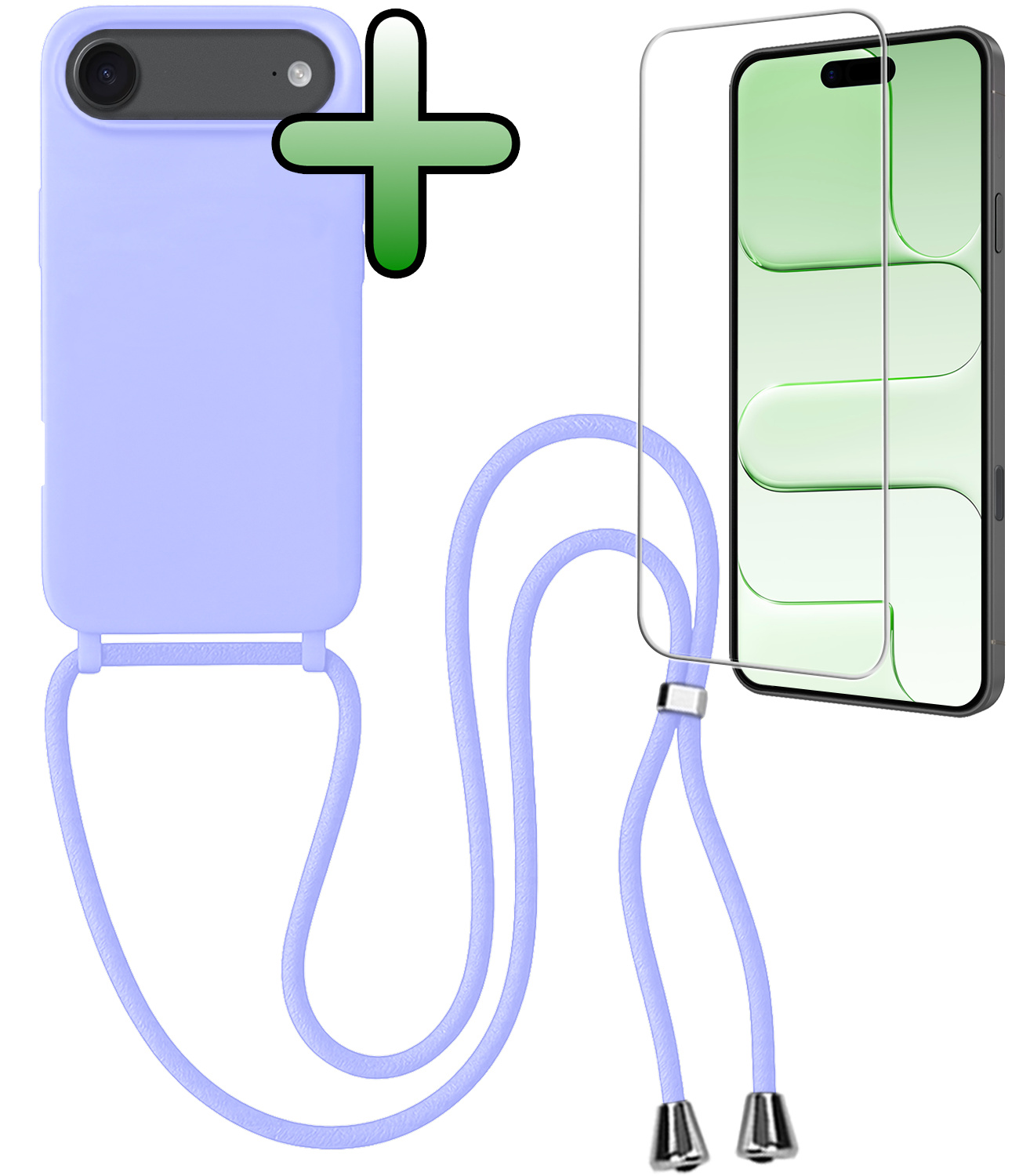 BASEY. BASEY. iPhone Air Hoesje met Koord Met Screenprotector - Lila