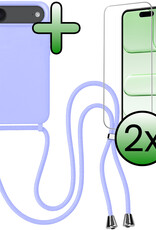 BASEY. BASEY. iPhone Air Hoesje met Koord Met 2x Screenprotector - Lila