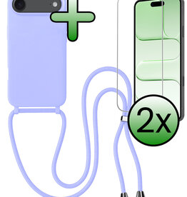 BASEY. BASEY. iPhone Air Hoesje met Koord Met 2x Screenprotector - Lila