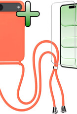 BASEY. BASEY. iPhone Air Hoesje met Koord Met Screenprotector - Papaya