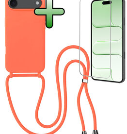 BASEY. BASEY. iPhone Air Hoesje met Koord Met Screenprotector - Papaya