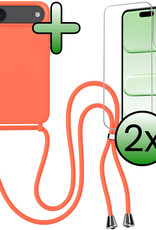 BASEY. BASEY. iPhone Air Hoesje met Koord Met 2x Screenprotector - Papaya
